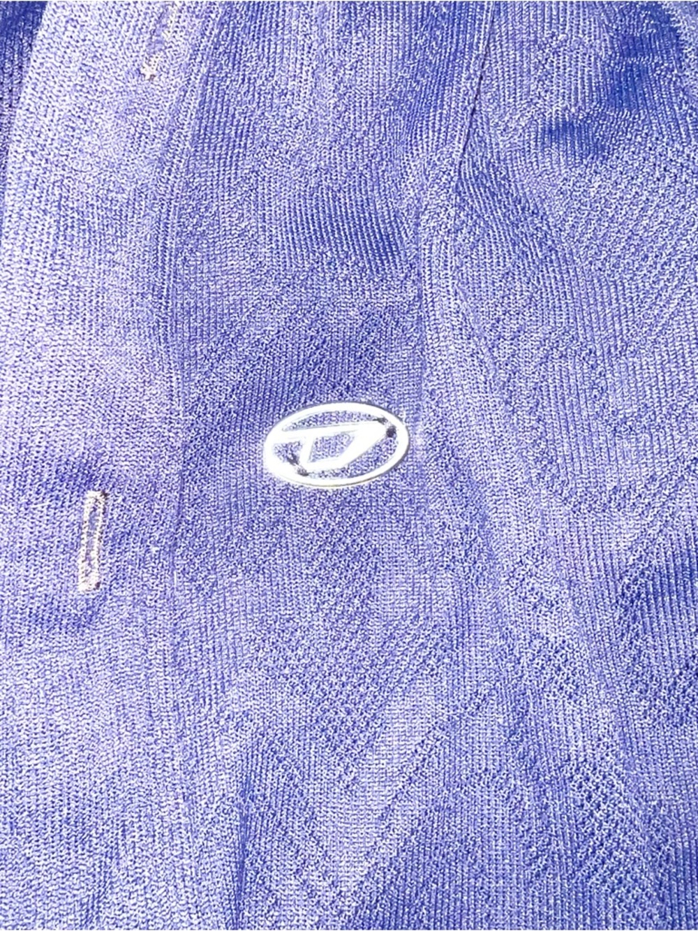 Diesel Industry Mens Vtg shirt Large Sweater Burnout Blue Cardigan Button Preppy - Picture 7 of 15